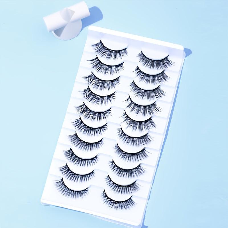 10 Pairs Winged End Eye Elongated False Eyelashes