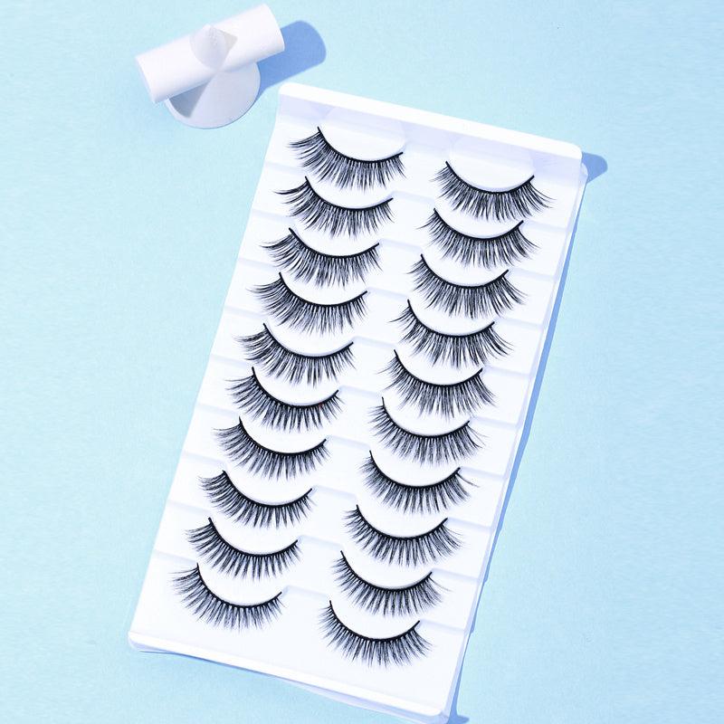 10 Pairs Winged End Eye Elongated False Eyelashes
