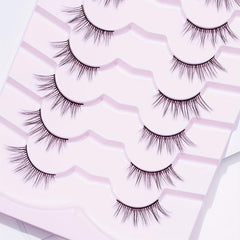 7 Pairs Half False Eyelashes Wispy Cross Natural Look Lashes