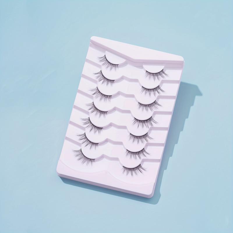 7 Pairs Half False Eyelashes Wispy Cross Natural Look Lashes