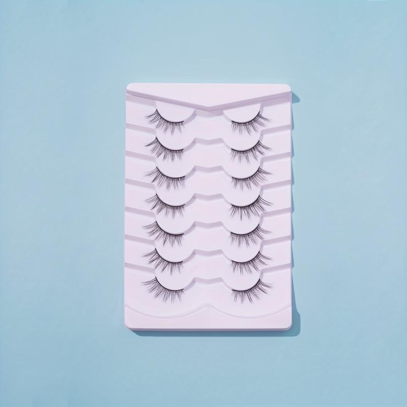 7 Pairs Half False Eyelashes Wispy Cross Natural Look Lashes