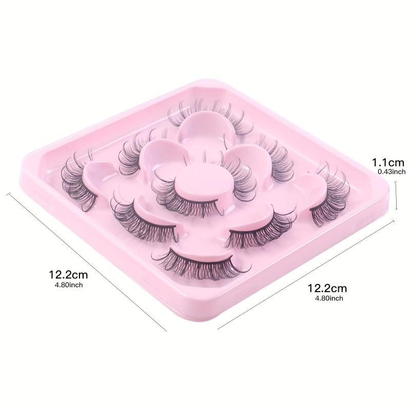 5 Pairs Natural Look D Curl Wispy Lashes Faux Mink 3D Fluffy False Eyelashes