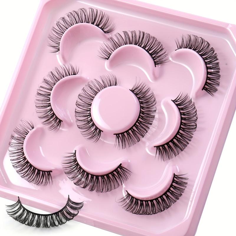 5 Pairs Natural Look D Curl Wispy Lashes Faux Mink 3D Fluffy False Eyelashes