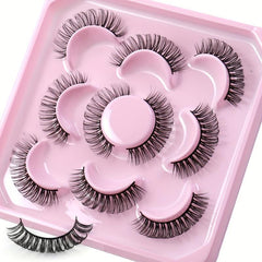 5 Pairs Natural Look D Curl Wispy Lashes Faux Mink 3D Fluffy False Eyelashes