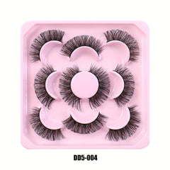 5 Pairs Natural Look D Curl Wispy Lashes Faux Mink 3D Fluffy False Eyelashes