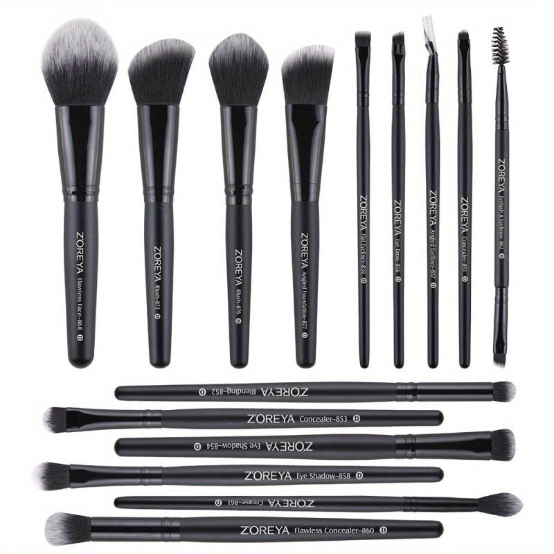 15pcs Makeup Brush Set Long Handle Natural Soft Synthetic Fiber