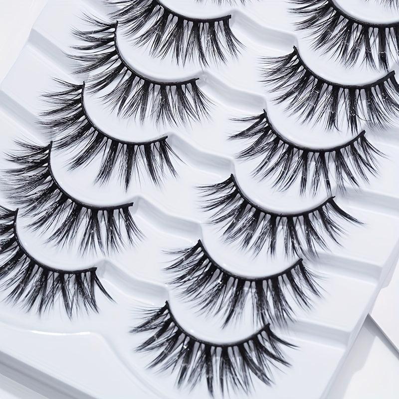 7 Pairs Long Wispy Fluffy False Eyelashes Fishtail Lashes - 7 15mm