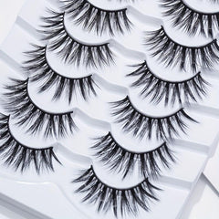 7 Pairs Long Wispy Fluffy False Eyelashes Fishtail Lashes - 7 15mm