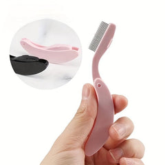 Portable Makeup Brushes Folding Eyelash Comb Beauty Tool Pink