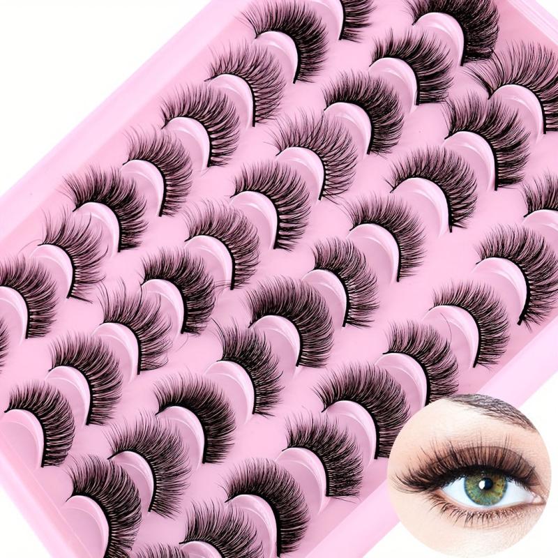 20 Pairs Mixed Style False Eyelashes Fluffy Wispy Natural Look Synthetic Lashes