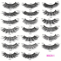 20 Pairs Mixed Style False Eyelashes Fluffy Wispy Natural Look Synthetic Lashes