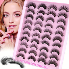 20 Pairs Mixed Style False Eyelashes Fluffy Wispy Natural Look Synthetic Lashes