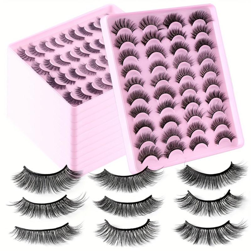 20 Pairs Mixed Style False Eyelashes Fluffy Wispy Natural Look Synthetic Lashes