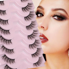10 Pairs Natural Thick Fluffy Faux Mink False Eyelashes