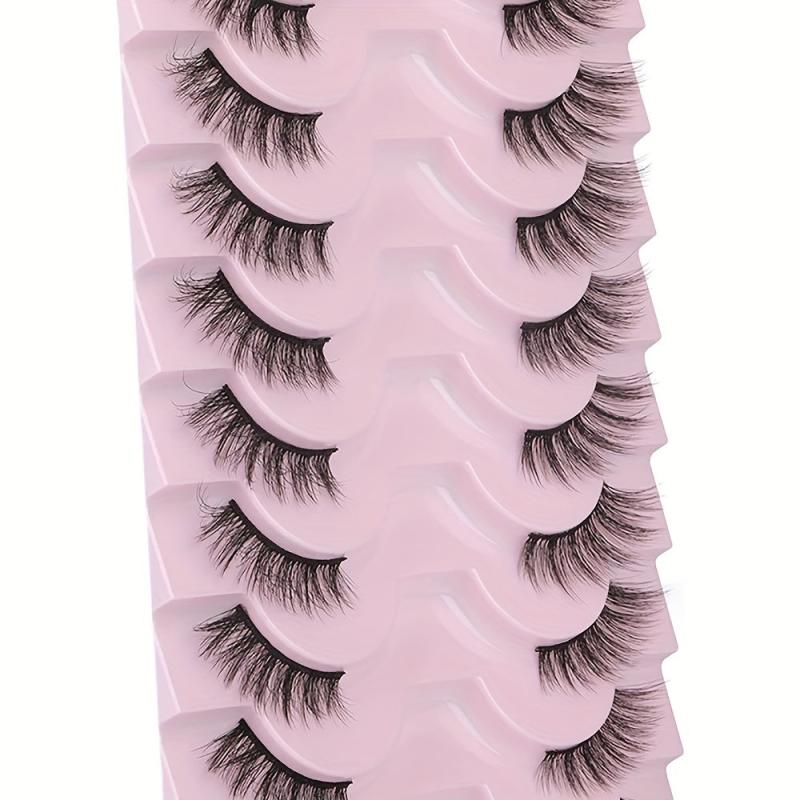 10 Pairs Natural Thick Fluffy Faux Mink False Eyelashes