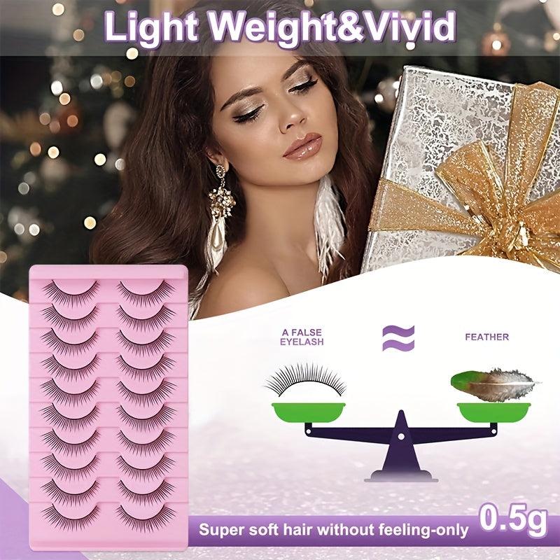 10 Pairs Natural Wispy Cosplay False Eyelashes
