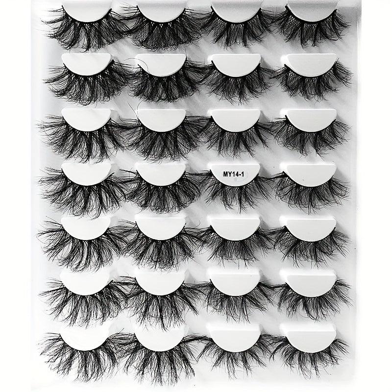 14 Pairs 3D Faux Mink Fluffy False Eyelashes Crisscross Makeup Extension