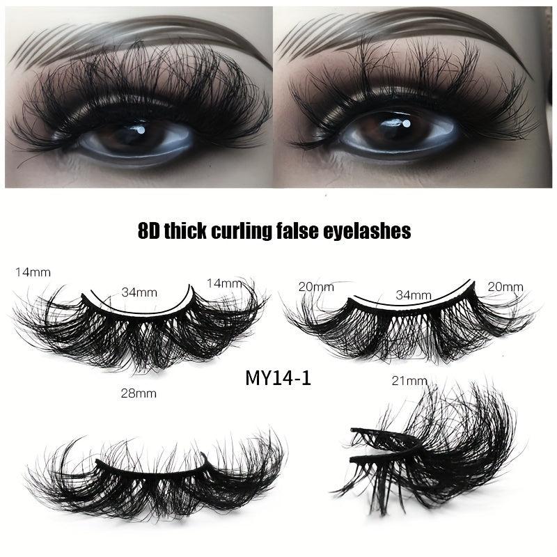 14 Pairs 3D Faux Mink Fluffy False Eyelashes Crisscross Makeup Extension