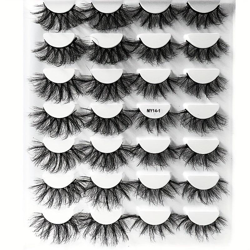 14 Pairs 3D Faux Mink Fluffy False Eyelashes Crisscross Makeup Extension