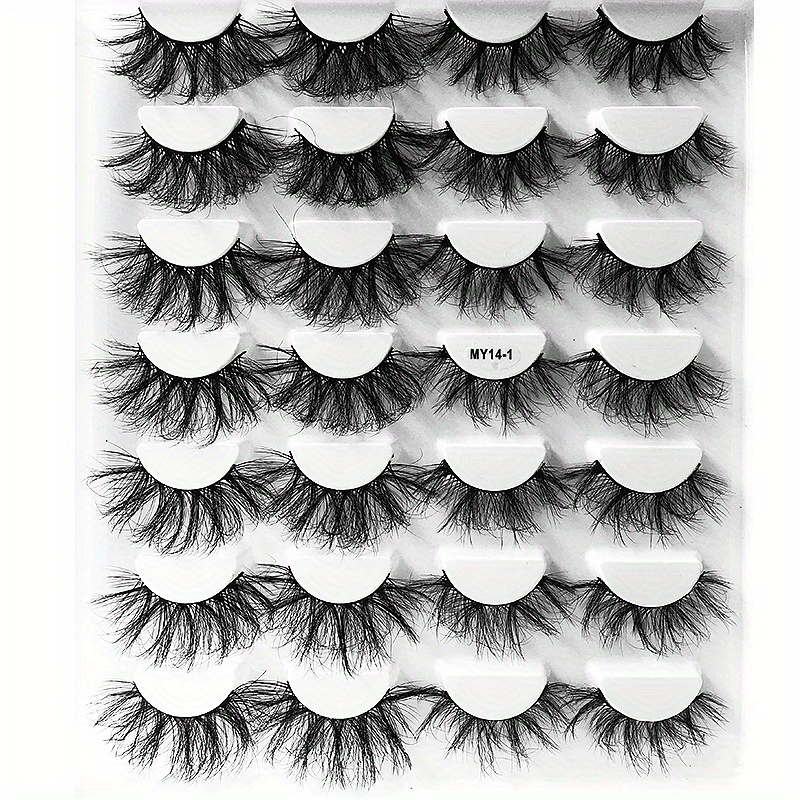 14 Pairs 3D Faux Mink Fluffy False Eyelashes Crisscross Makeup Extension