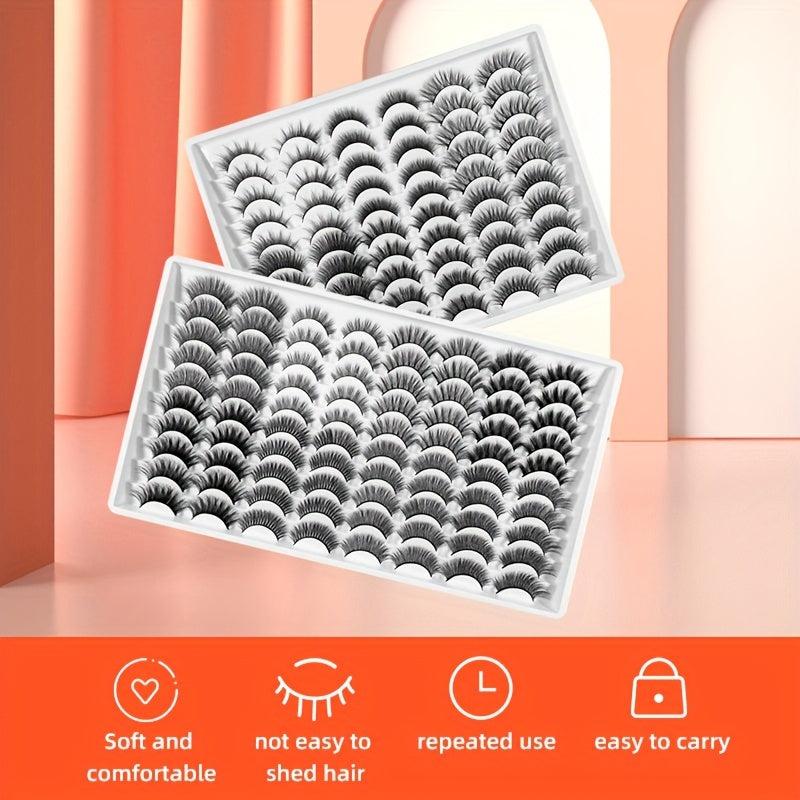 Fluffy False Eyelashes 40 Pairs Natural Thick Volume Lashes Reusable