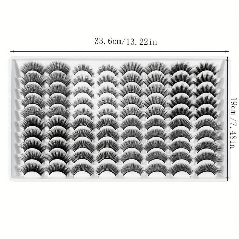 Fluffy False Eyelashes 40 Pairs Natural Thick Volume Lashes Reusable
