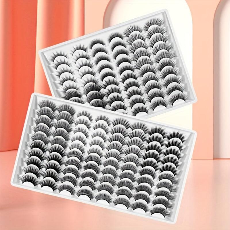 Fluffy False Eyelashes 40 Pairs Natural Thick Volume Lashes Reusable