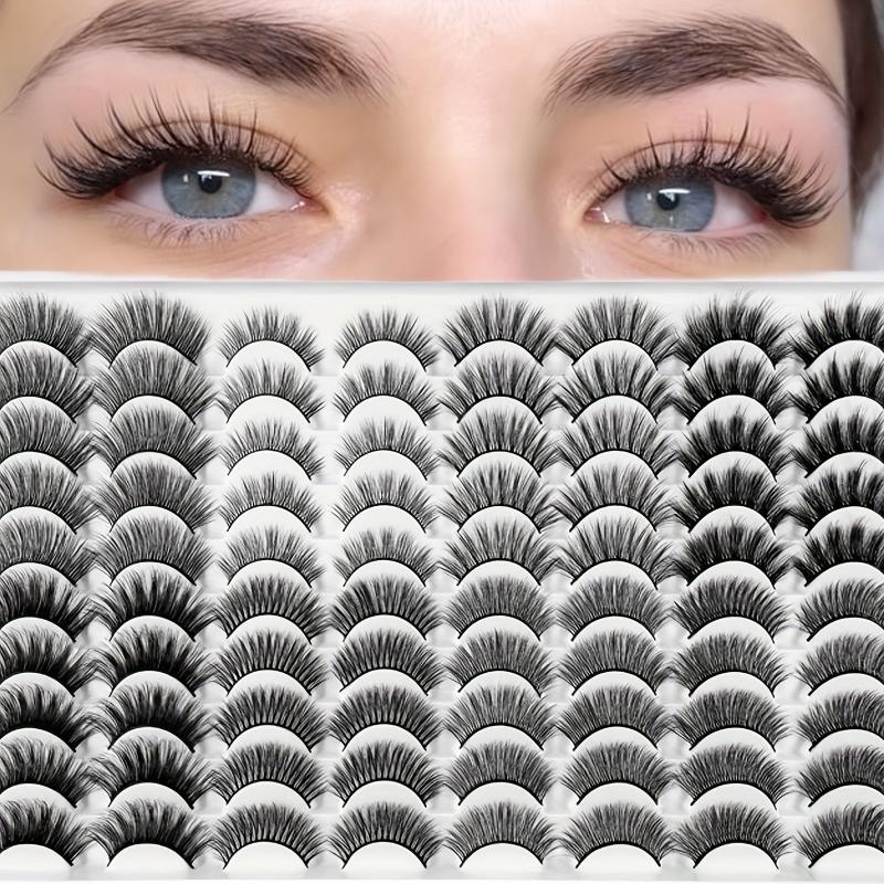 Fluffy False Eyelashes 40 Pairs Natural Thick Volume Lashes Reusable