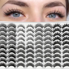 Fluffy False Eyelashes 40 Pairs Natural Thick Volume Lashes Reusable