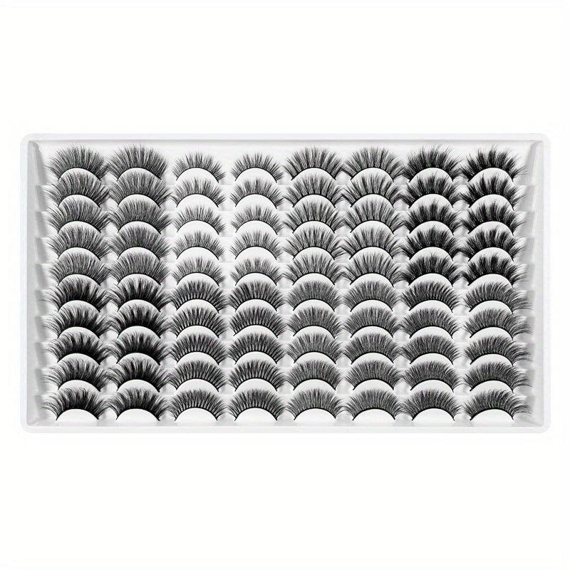 Fluffy False Eyelashes 40 Pairs Natural Thick Volume Lashes Reusable