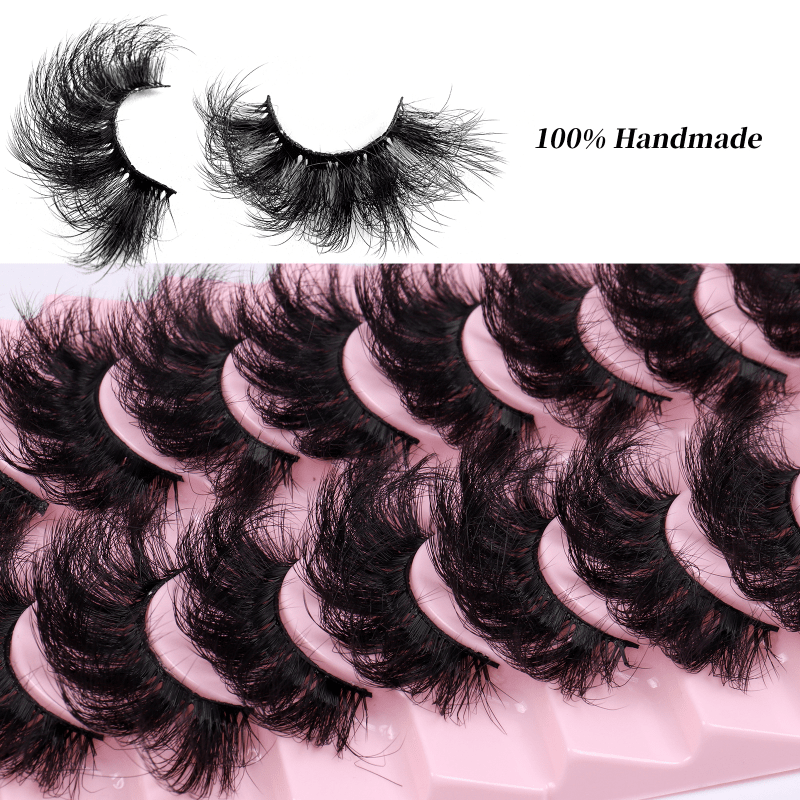 10 Pairs Fluffy Faux Mink Lashes Dramatic Volume Curly False Eyelashes