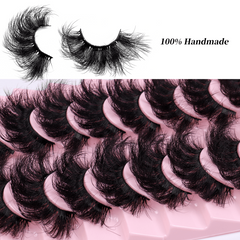 10 Pairs Fluffy Faux Mink Lashes Dramatic Volume Curly False Eyelashes