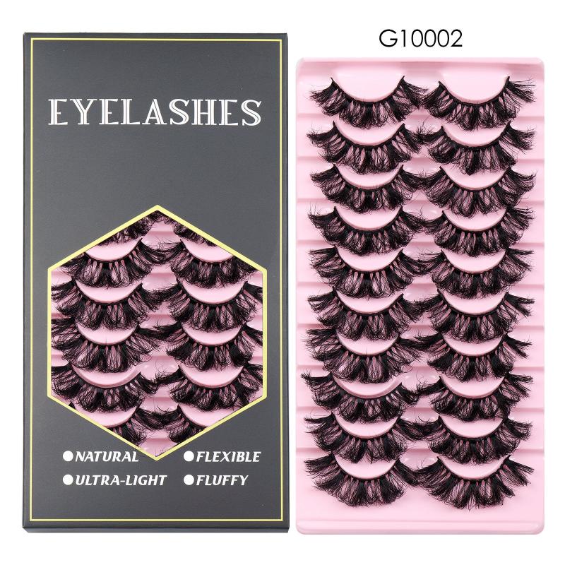 10 Pairs Fluffy Faux Mink Lashes Dramatic Volume Curly False Eyelashes