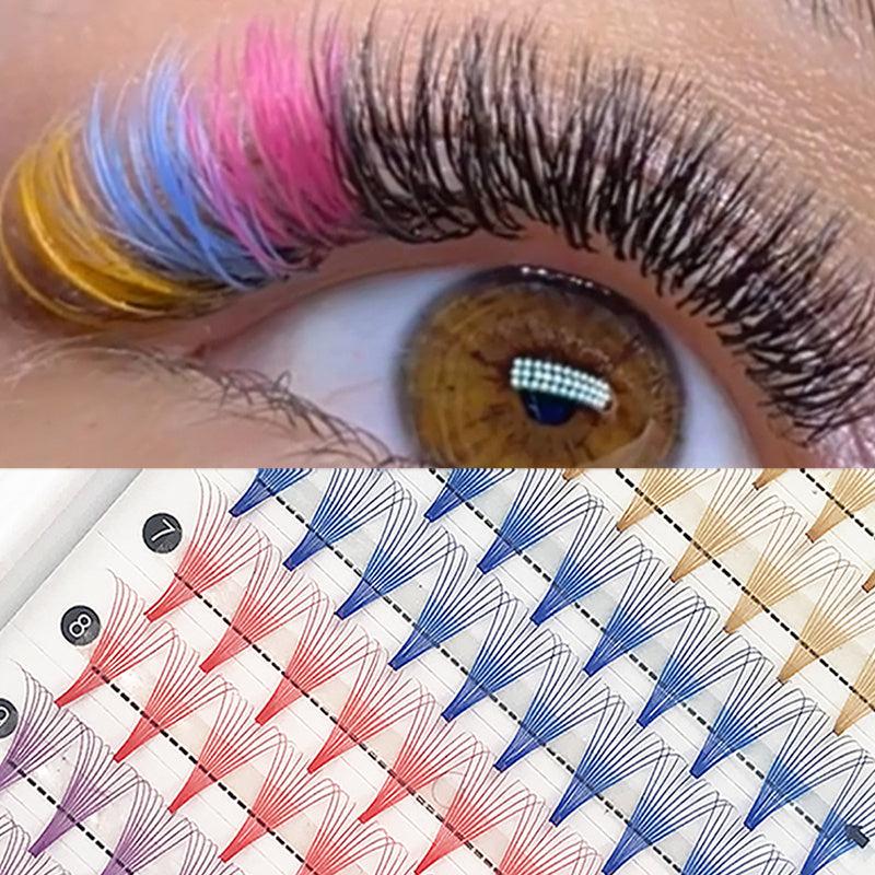 Colorful Eyelash Clusters 10D 12 Row Curly Eyelash Extension Pack