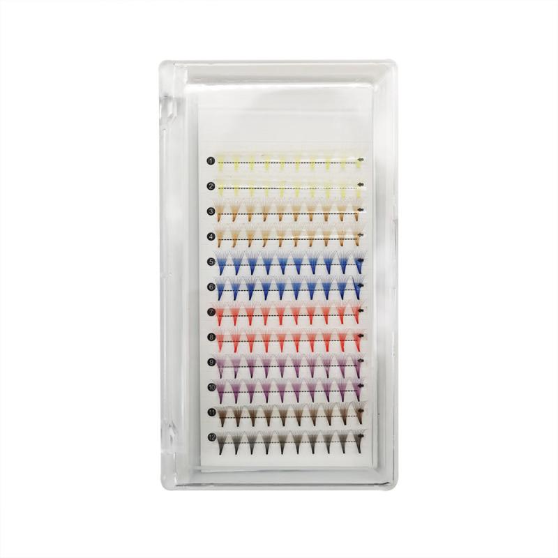 Colorful Eyelash Clusters 10D 12 Row Curly Eyelash Extension Pack