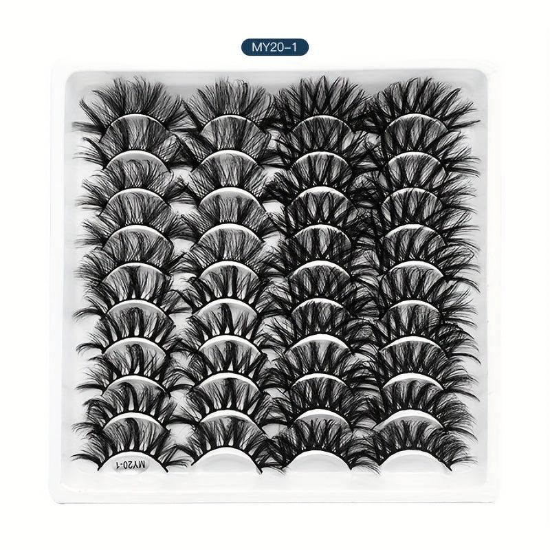 20 Pairs Dramatic Fluffy False Eyelashes for Stage Party Makeup