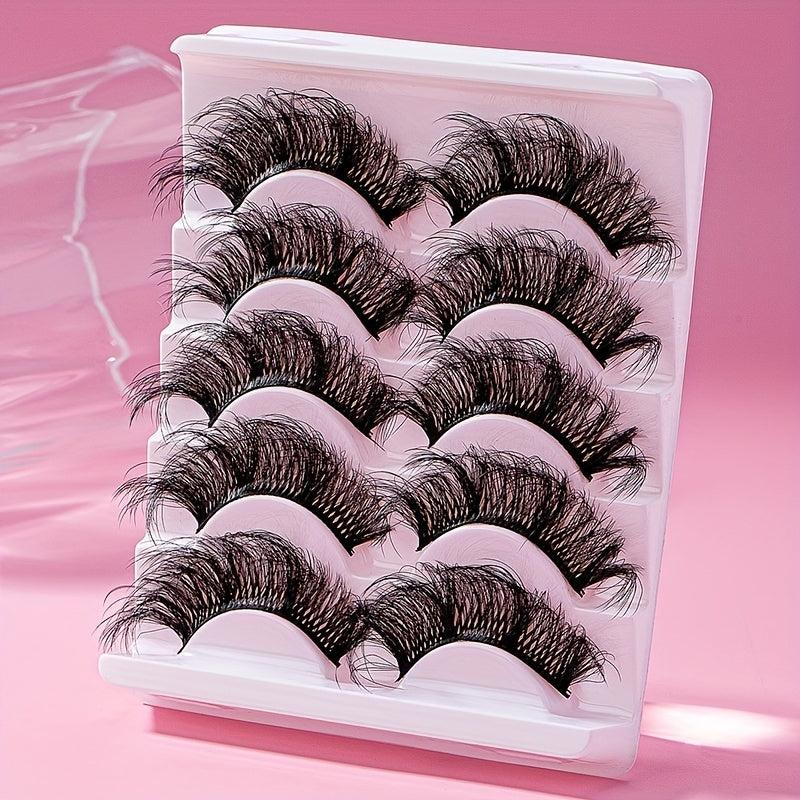 5 Pairs 8D Fluffy False Eyelashes Dramatic Volume Cross Makeup False Eyelashes