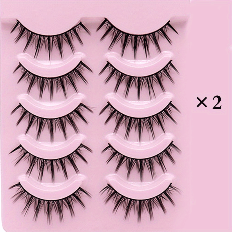 5 10 Pairs Thick Style Cross Eye 3D False Eyelashes
