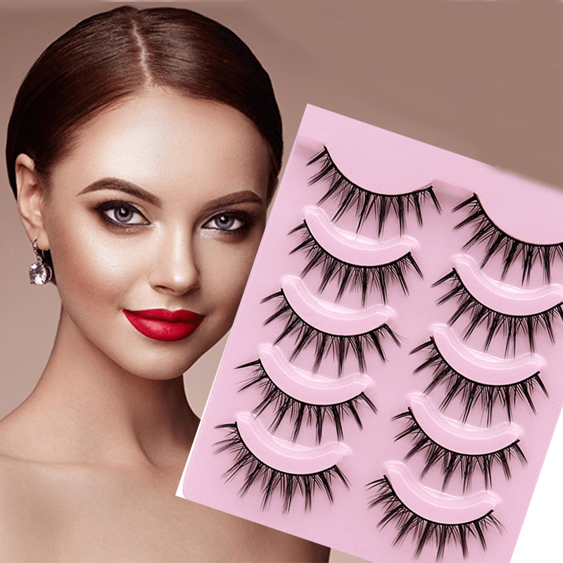 5 10 Pairs Thick Style Cross Eye 3D False Eyelashes