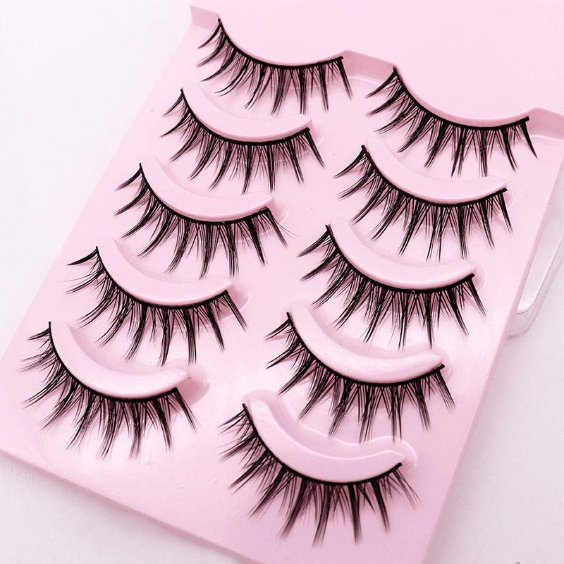 5 10 Pairs Thick Style Cross Eye 3D False Eyelashes