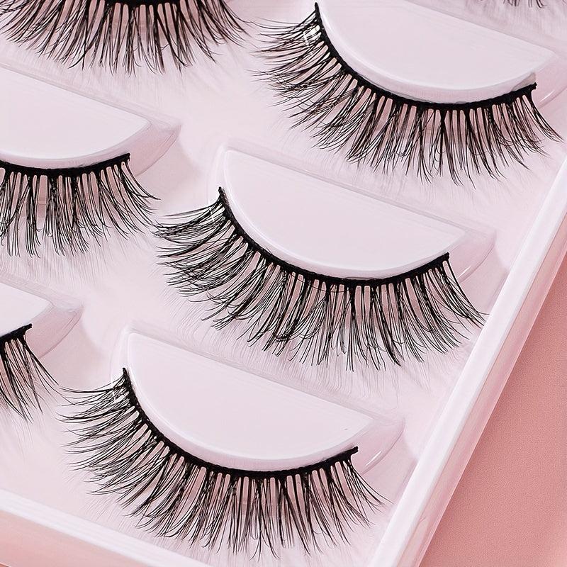 5 Pairs 3D Stereotic Cross False Eyelashes Natural Fish Tail Lashes