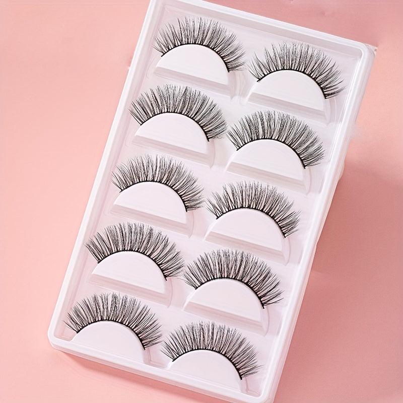 5 Pairs 3D Stereotic Cross False Eyelashes Natural Fish Tail Lashes