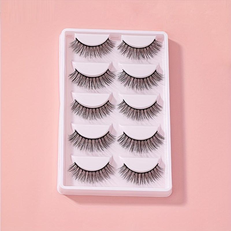 5 Pairs 3D Stereotic Cross False Eyelashes Natural Fish Tail Lashes