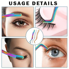 3pcs Eyelash Applicator Tweezers for False Lashes Curved DIY
