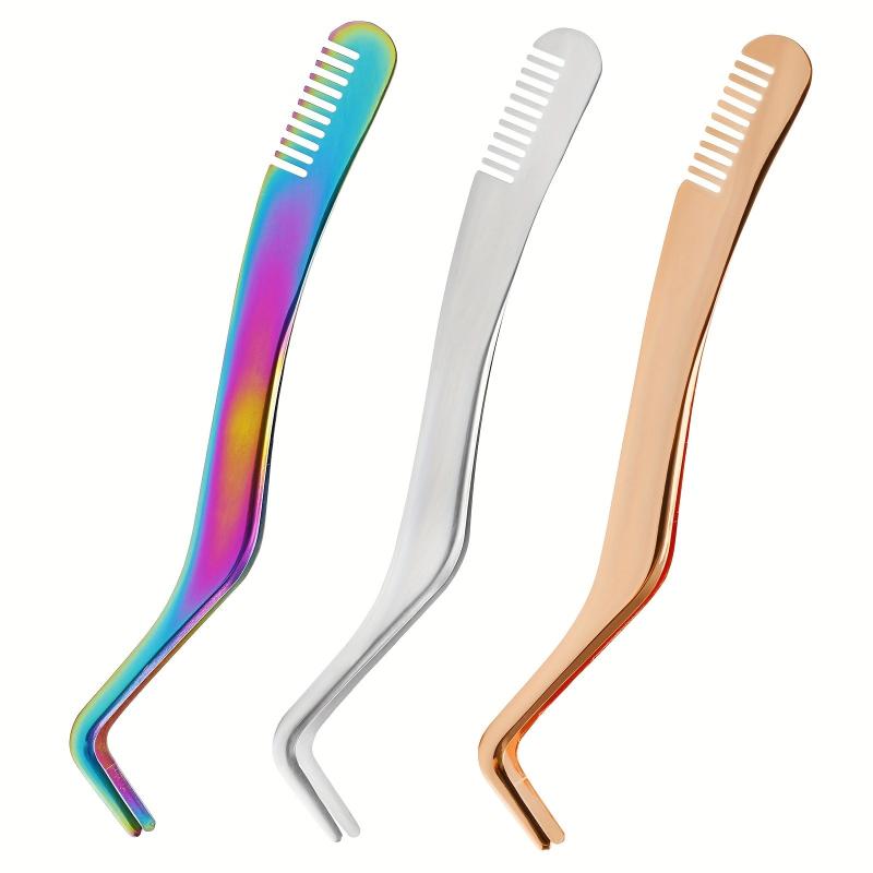 3pcs Eyelash Applicator Tweezers for False Lashes Curved DIY