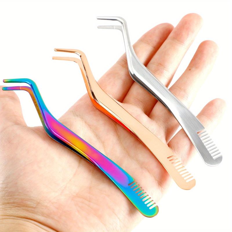 3pcs Eyelash Applicator Tweezers for False Lashes Curved DIY