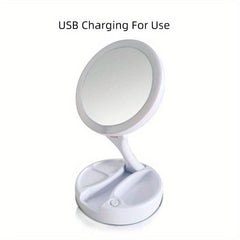 LED Compact Makeup Mirror 1X 10X Magnification Double Sided Vanity Mirror
