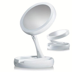 LED Compact Makeup Mirror 1X 10X Magnification Double Sided Vanity Mirror
