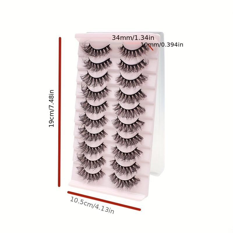 10 Pairs Messy False Eyelash Cat Eye Lashes Fluffy Wispy Thick Natural Curling