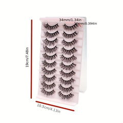 10 Pairs Messy False Eyelash Cat Eye Lashes Fluffy Wispy Thick Natural Curling